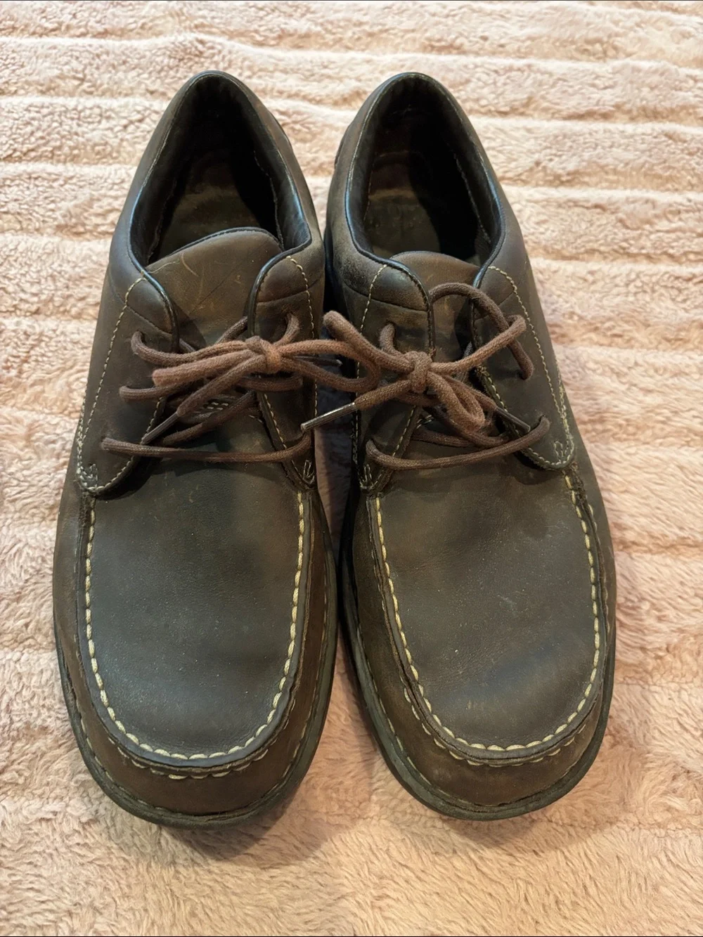 Rockport Men's Brown Leather Lace-Up Casual Shoes size 10